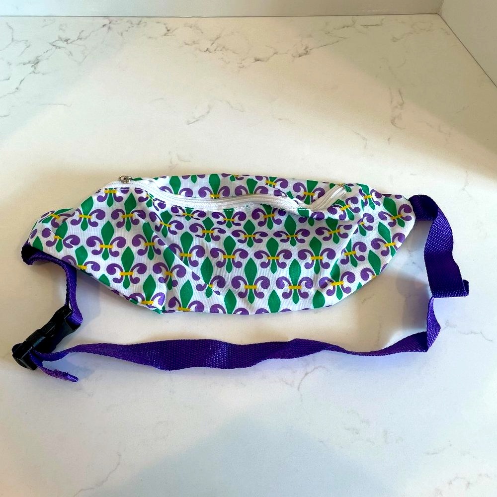 Mardi Gras Fleur De Lis Fanny Pack New Orleans NOLA Purple Green Gold ParadeNWOT